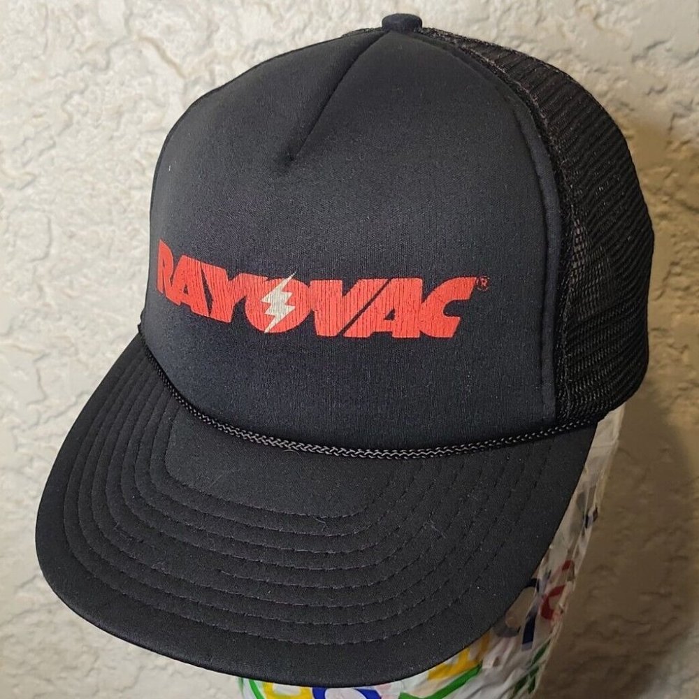 Vintage Rayovac Trucker Hat Mesh Black Snapback No tag